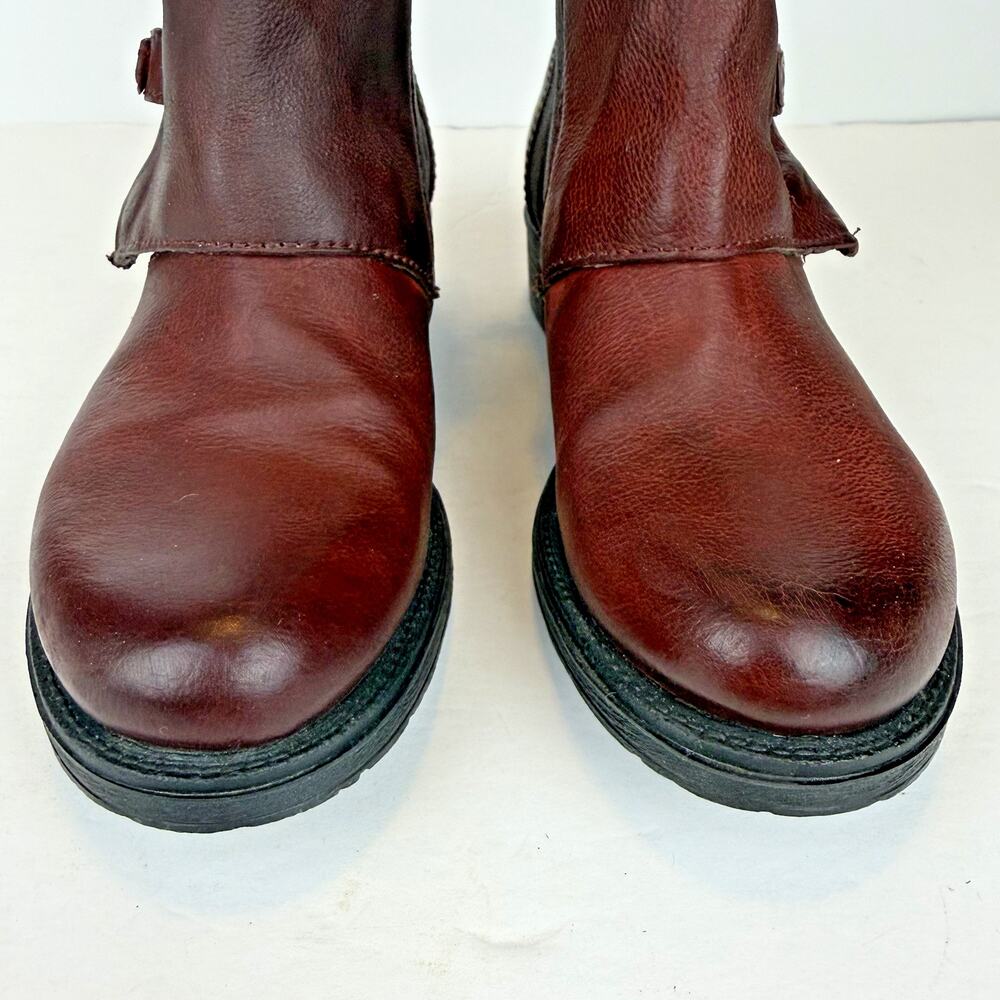 Miz Mooz Biggs Double Buckle Leather Ankle Boots Size EU 36 US 5.5-6 Burgundy - Picture 5 of 12